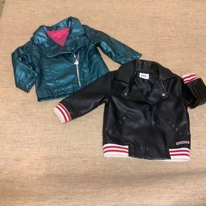 Betsey Johnson faux leather metallic jacket & Hudson faux leather Bomber jacket!